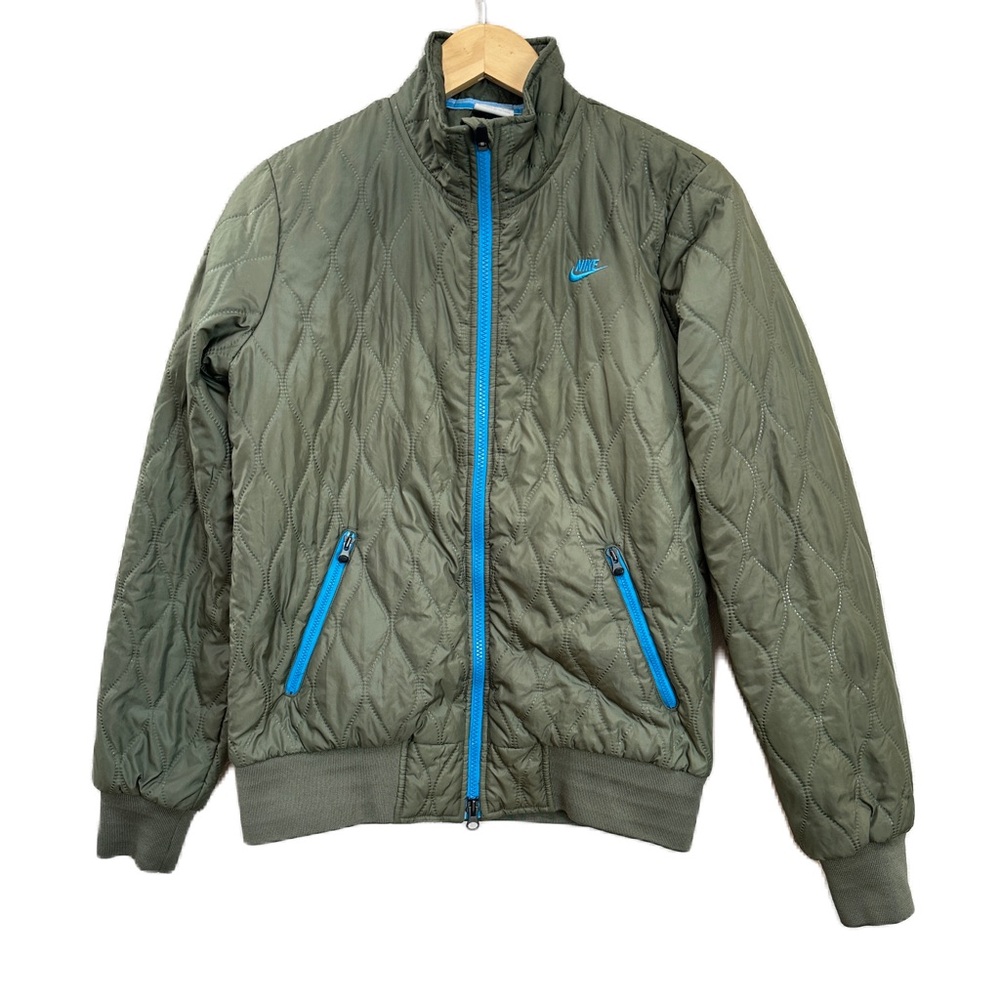 Nike Quilted Puffer Bomber Green Jacket Women’s Medium